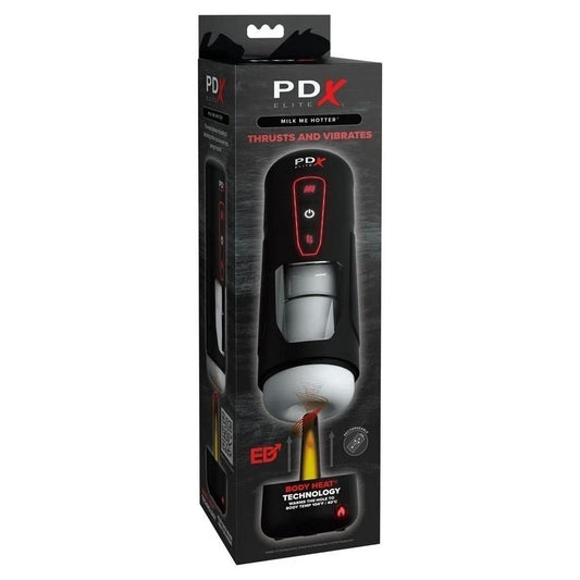 PDX Elite Milk Me Hotter Vibrating Male Masturbator Black - Masturbators and Strokers