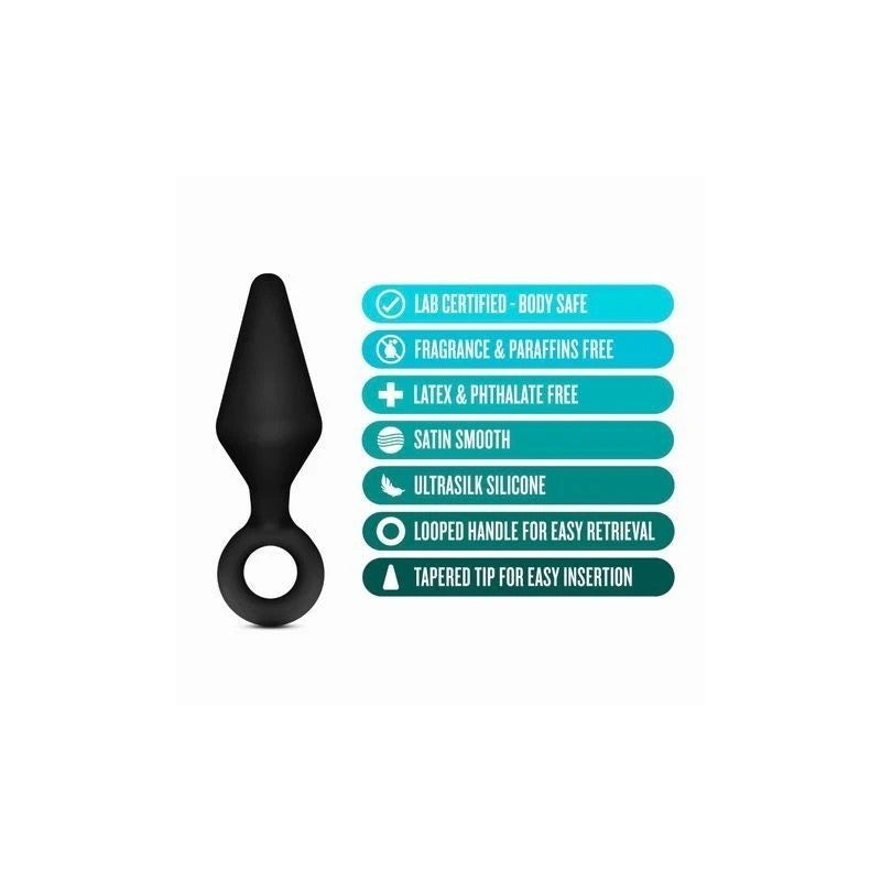 Blush Novelties Anal Adventures Platinum Loop Butt Plug Kit 3 Sizes Black Butt Plugs
