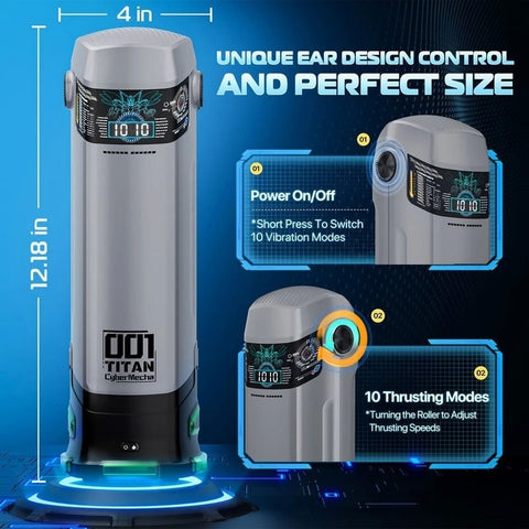 CyberSkin B-Titan Thrusting Auto Male Masturbator Grey - Masturbators and Strokers