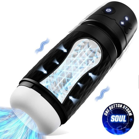 CyberSkin B-Warrior Sucking and Vibrating Mens Masturbator Black - Masturbators and Strokers