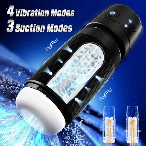 CyberSkin B-Warrior Sucking and Vibrating Mens Masturbator Black - Masturbators and Strokers