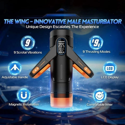 CyberSkin The Wing Thrusting Male Masturbator With Heater Black - Masturbators and Strokers