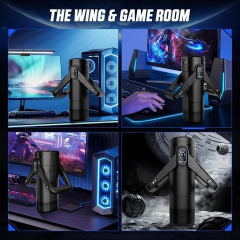 CyberSkin The Wing Thrusting Male Masturbator With Heater Black - Masturbators and Strokers