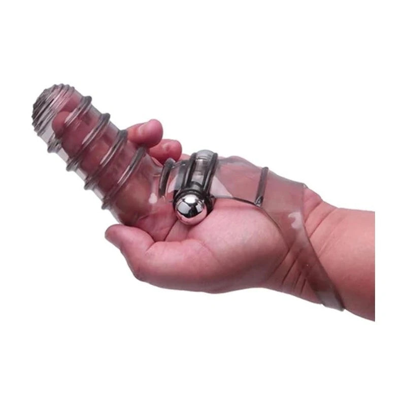 Icon Brands The 9s VibroFinger Ribbed Vibrating Finger Stimulator Grey Finger and Tongue Vibrators