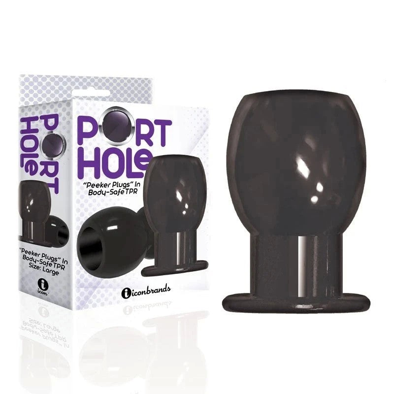 Icon Brands The 9s Port Hole Hollow Butt Plug Black Butt Plugs