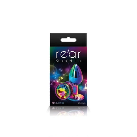 NS Novelties Rear Assets Multi Coloured Gem Base Metal Butt Plug Small - Butt Plugs
