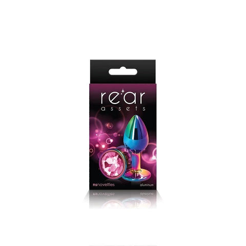 NS Novelties Rear Assets Multi Coloured Gem Base Metal Butt Plug Small - Butt Plugs