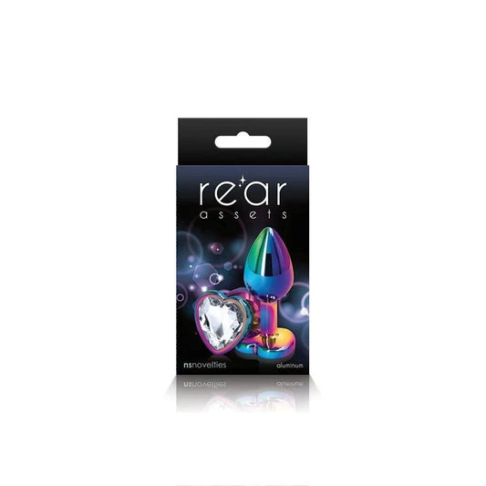 NS Novelties Rear Assets Multi Coloured Heart Shape Gem Base Butt Plug Small - Butt Plugs
