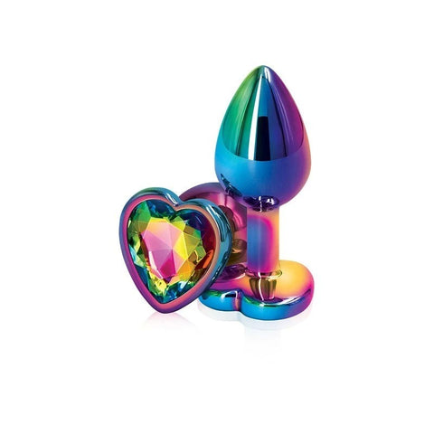 NS Novelties Rear Assets Multi Coloured Heart Shape Gem Base Butt Plug Small - Butt Plugs