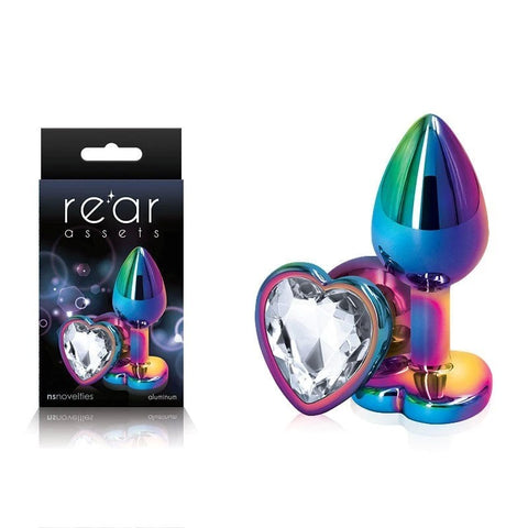 NS Novelties Rear Assets Multi Coloured Heart Shape Gem Base Butt Plug Small - Butt Plugs