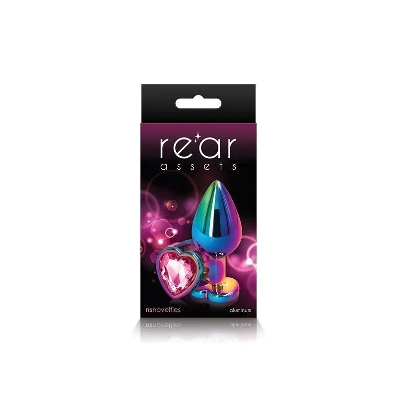 NS Novelties Rear Assets Multi Coloured Anal Plug With Heart Gem Base Medium Butt Plugs