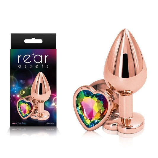 NS Novelties Rear Assets Rose Gold Heart Gem Base Metal Anal Plug Medium - Butt Plugs