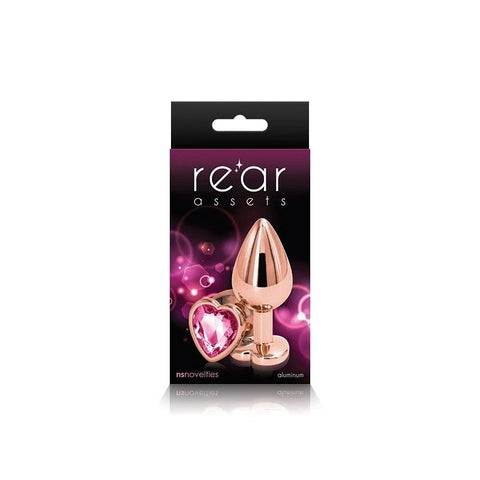 NS Novelties Rear Assets Rose Gold Heart Gem Base Metal Anal Plug Medium - Butt Plugs