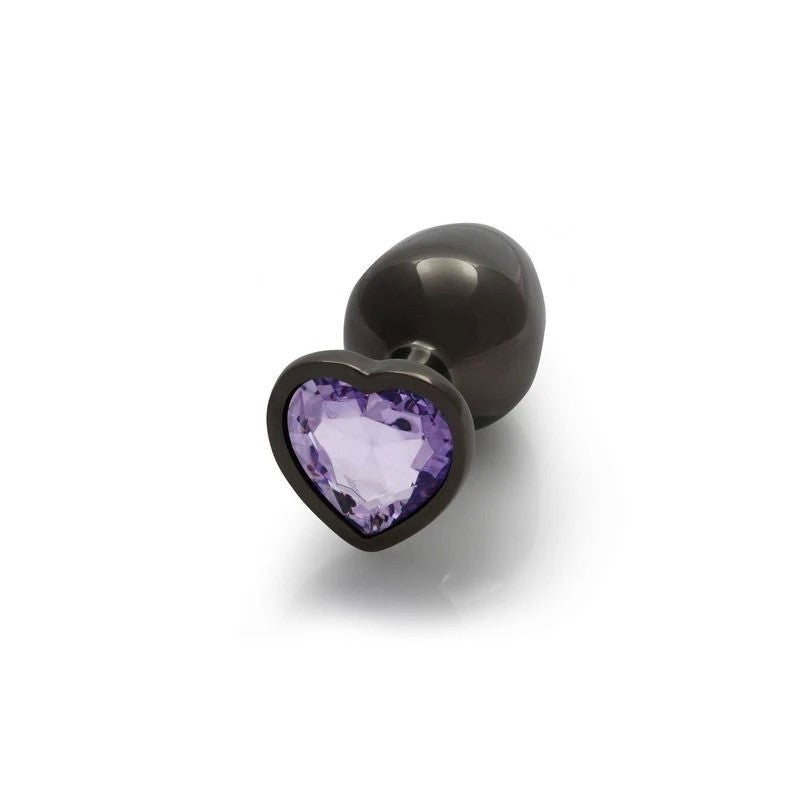 Shots Toys OUCH Heart Gem Base Gunmetal Butt Plug Medium Butt Plugs