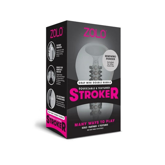 Zolo Grey Mini Double Bubble Male Stroker Sleeve Grey - Masturbators and Strokers