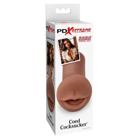 PDX Extreme Coed Cocksucker Ultra Realistic Stroker Brown - Masturbators and Strokers