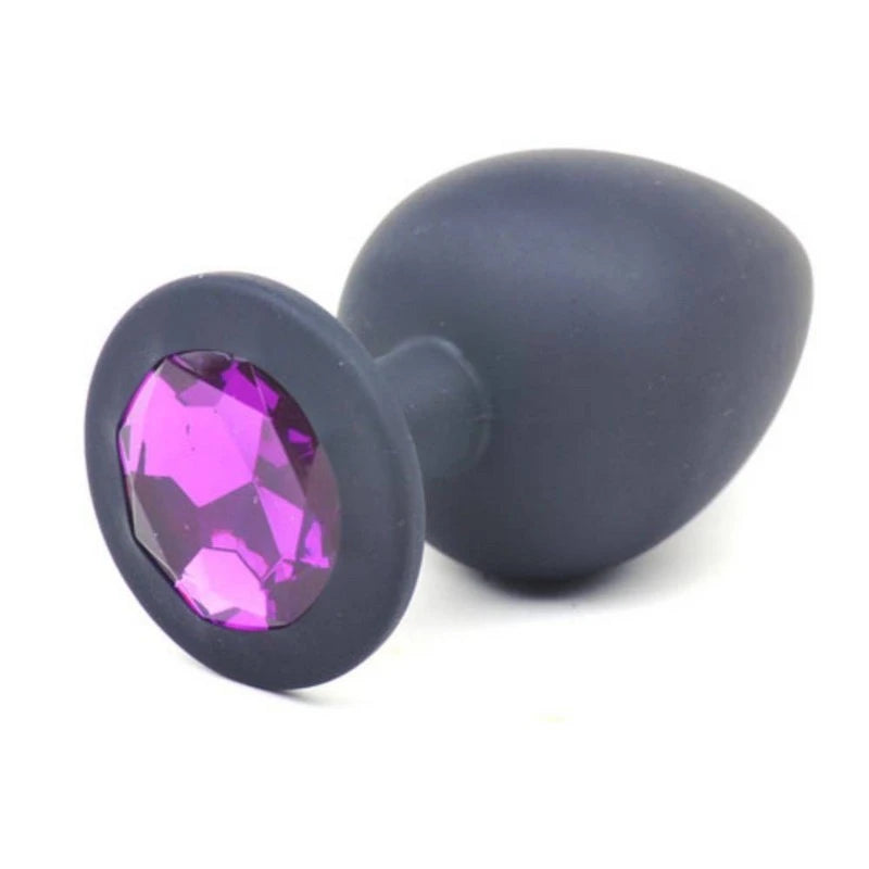 Daytona Black Silicone Anal Plug With Purple Diamond Butt Plugs