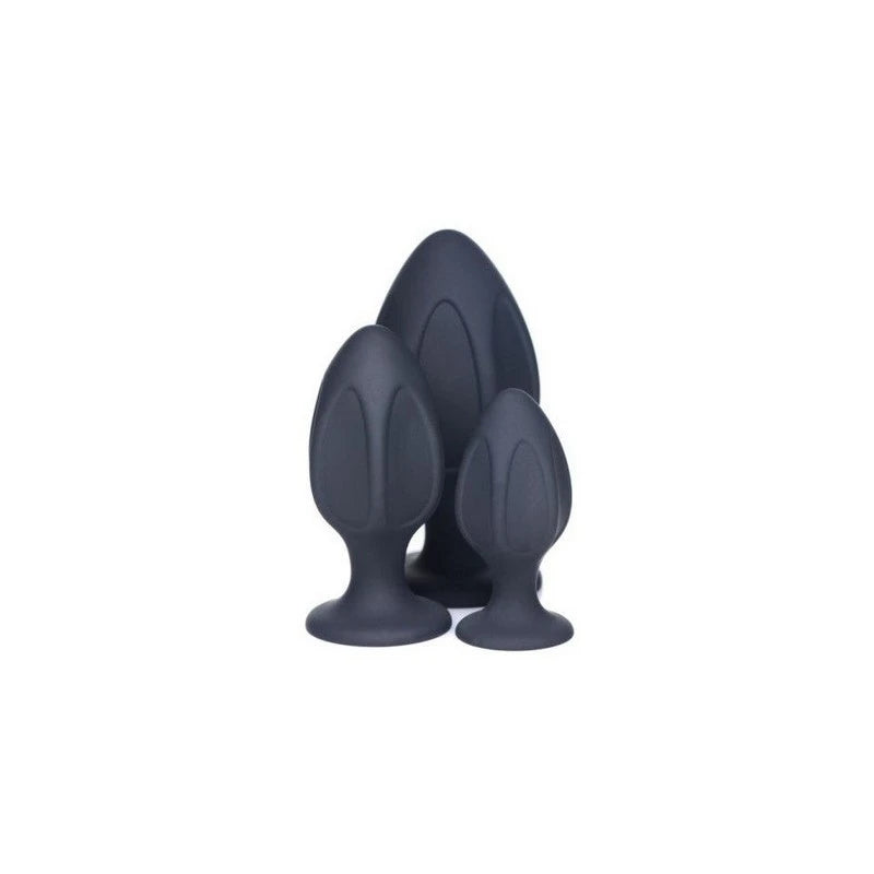 Master Series Triple Juicers Silicone Anal Plug Set Black Butt Plugs