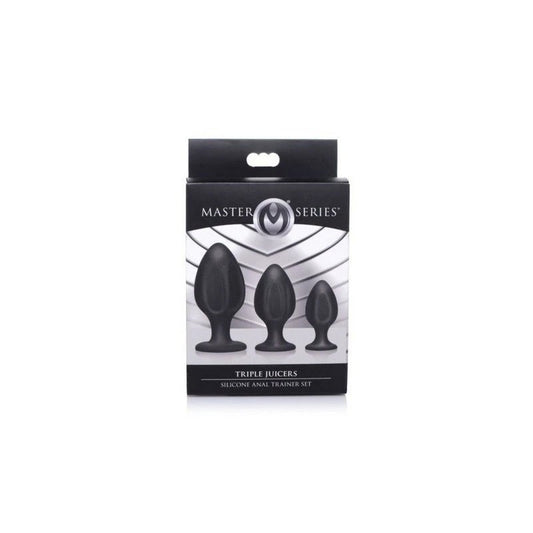 Master Series Triple Juicers Silicone Anal Plug Set Black - Butt Plugs