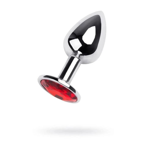 Metal Silver Metal Anal Plug With Coloured Gem Small - Butt Plugs