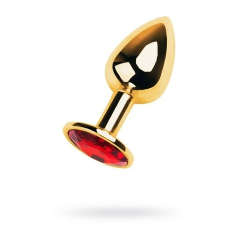 Metal Gold Metal Anal Plug With Coloured Gem Small - Butt Plugs