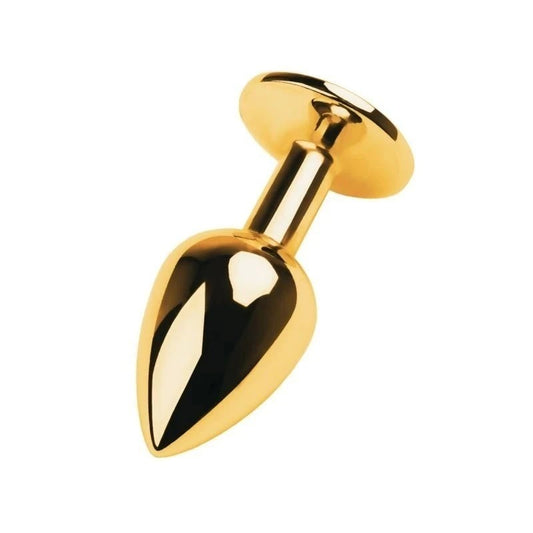 Metal Gold Metal Anal Plug With Coloured Gem Small - Butt Plugs