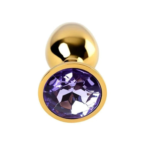 Metal Gold Metal Anal Plug With Coloured Gem Small - Butt Plugs