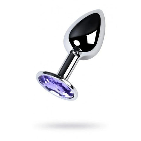 Metal Silver Metal Anal Plug With Coloured Crystal Gem Small - Butt Plugs