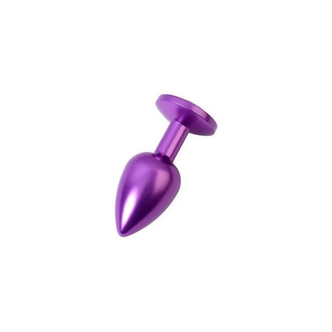 Metal Purple Metal Anal Plug With Purple Crystal Gem Small - Butt Plugs