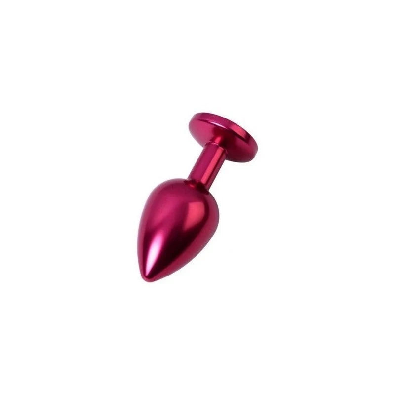 Metal Red Metal Anal Plug With Black Crystal Gem Medium Butt Plugs