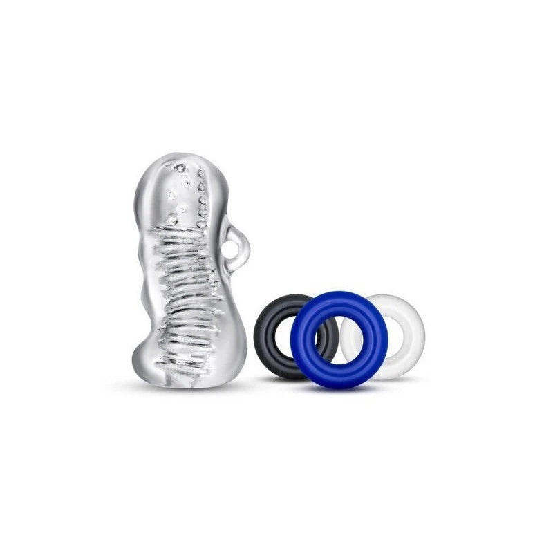 Quickie Kit Jerk Off Mens Stroker With Cock Rings Clear Masturbators and Strokers