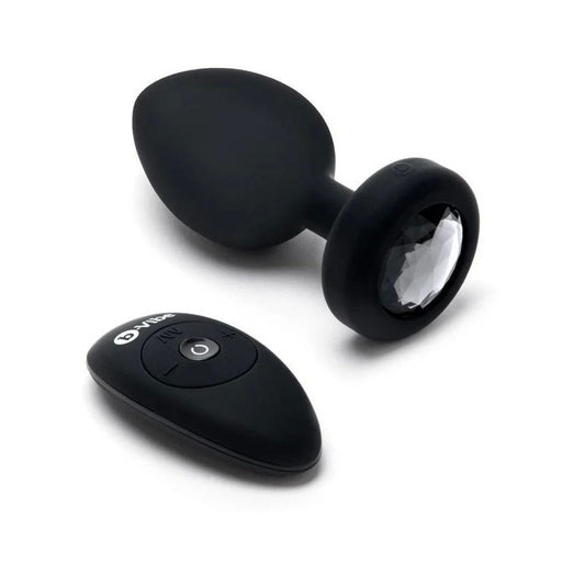 B Vibe Vibrating Jewel Butt Plug XXL Black Butt Plugs