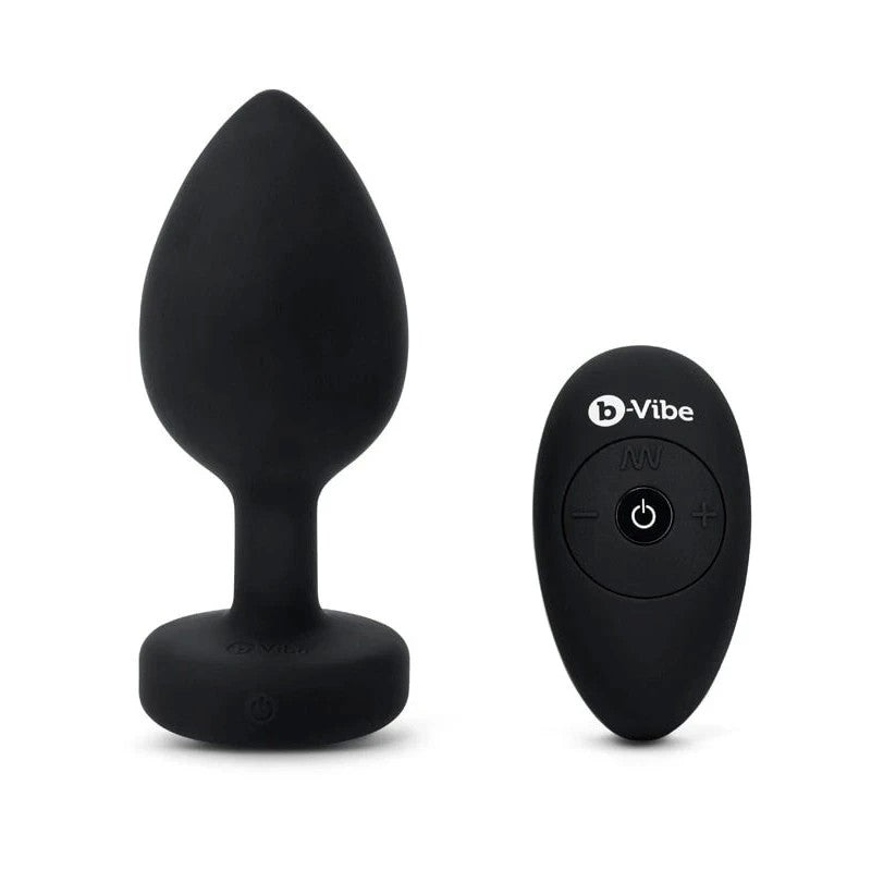 B Vibe Vibrating Jewel Butt Plug XXL Black Butt Plugs