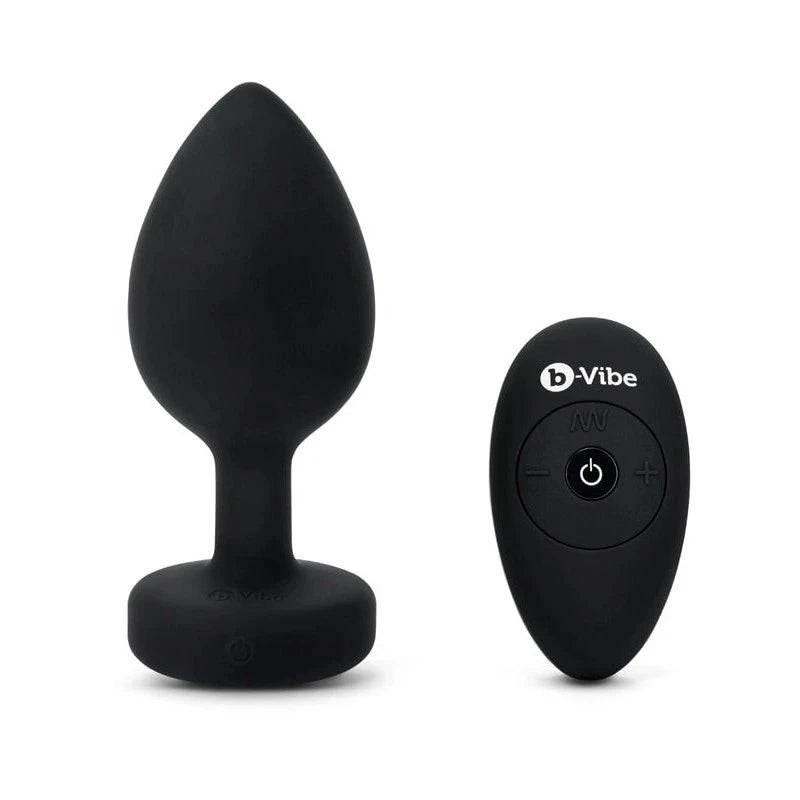 B Vibe Vibrating Jewel Butt Plug XXL Black Butt Plugs