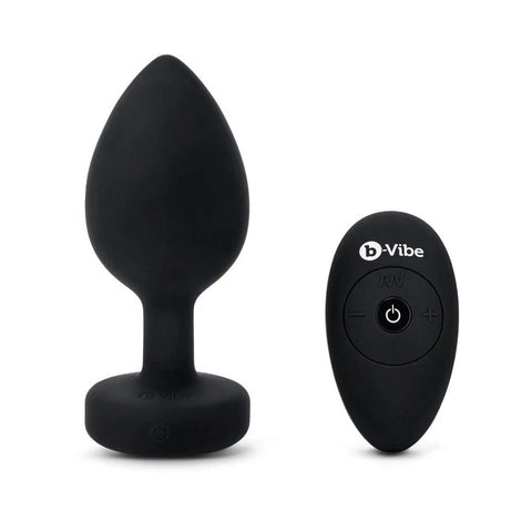 B Vibe Vibrating Jewel Butt Plug XXL Black - Butt Plugs