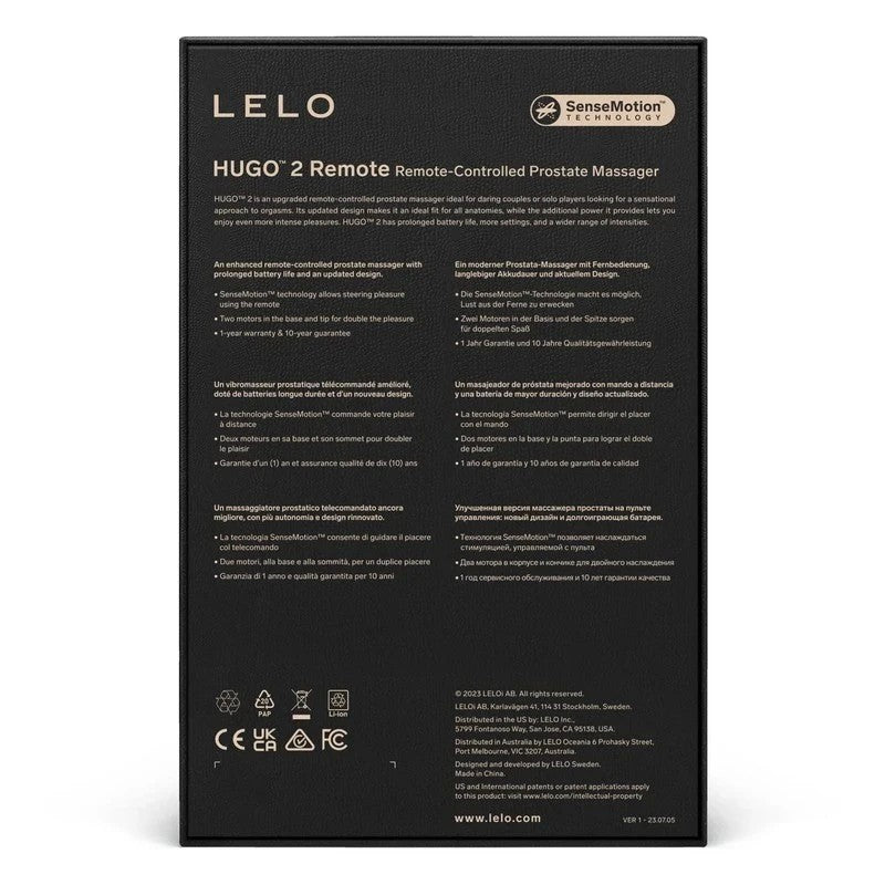 Lelo Hugo 2 Remote Control Prostate Vibrator Prostate Toys