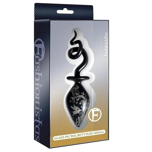 Icon Brands Fashionistas Glass Pig Tail Butt Plug Small - Butt Plugs