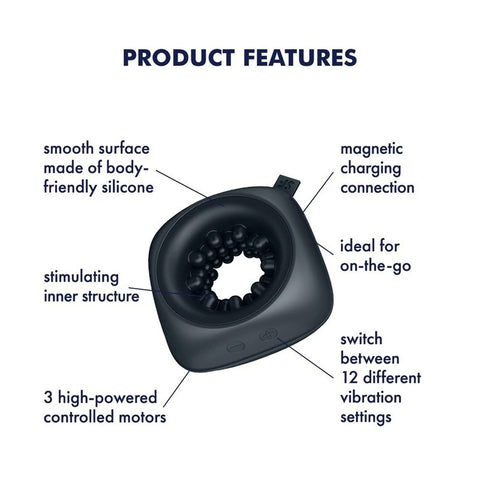Satisfyer Ring Pocket Size Vibrating Male Stroker - Masturbators and Strokers