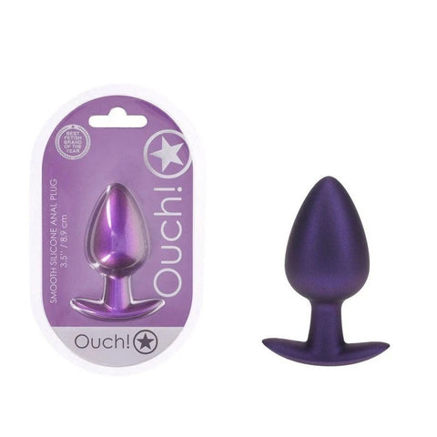 Shots OUCH! 8.9 cm Large Metallic and Soft Silicone Anal Plug - Butt Plugs