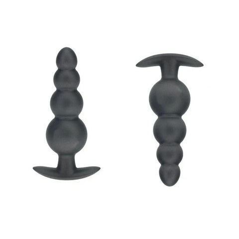 Shots OUCH! 11.7 cm Beaded Metallic Silicone Anal Plug - Butt Plugs