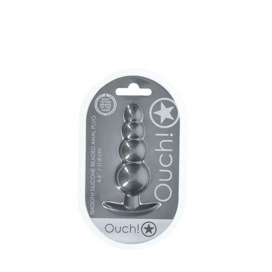 Shots OUCH! 11.7 cm Beaded Metallic Silicone Anal Plug - Butt Plugs