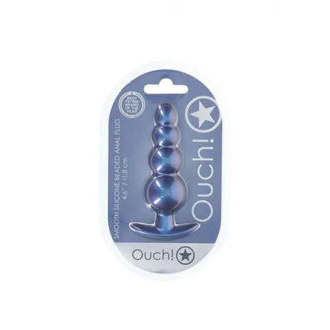 Shots OUCH! 11.7 cm Beaded Metallic Silicone Anal Plug - Butt Plugs