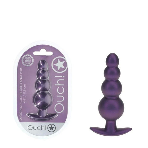 Shots OUCH! 11.7 cm Beaded Metallic Silicone Anal Plug - Butt Plugs