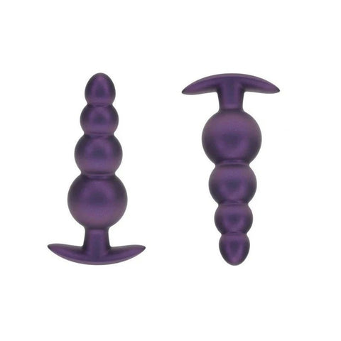 Shots OUCH! 11.7 cm Beaded Metallic Silicone Anal Plug - Butt Plugs