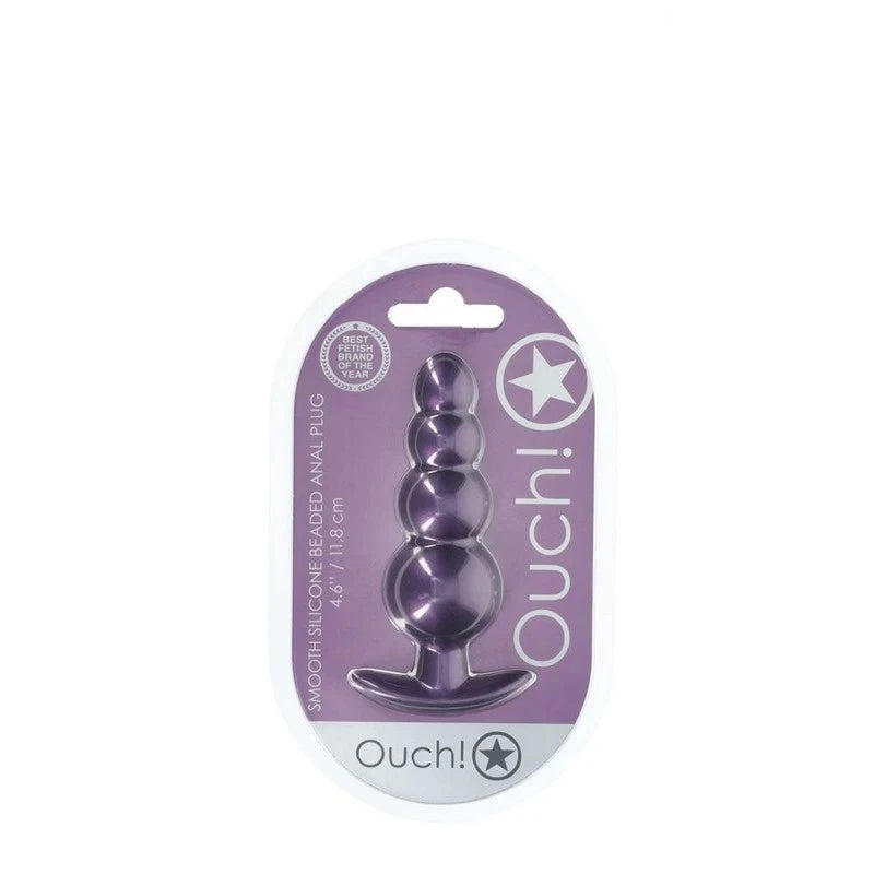 Shots OUCH! 11.7 cm Beaded Metallic Silicone Anal Plug Butt Plugs