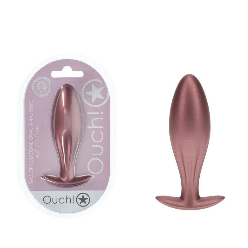 Shots OUCH! Oval Shaped 11.7 cm Metallic Waterproof Anal Plug Butt Plugs