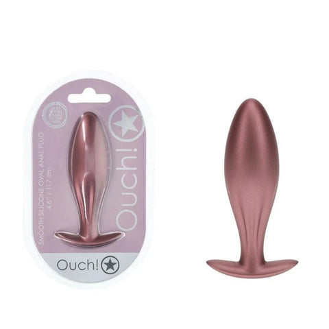 Shots OUCH! Oval Shaped 11.7 cm Metallic Waterproof Anal Plug - Butt Plugs