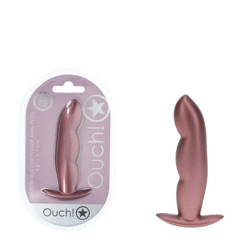 Shots OUCH! Finger Shaped 11.7 cm Metallic Silicone Butt Plug - Butt Plugs