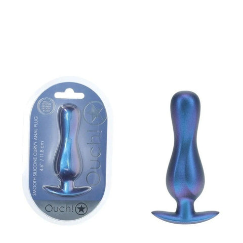 Shots OUCH! Curvy 11.7 cm Metallic Silicone Anal Plug - Butt Plugs