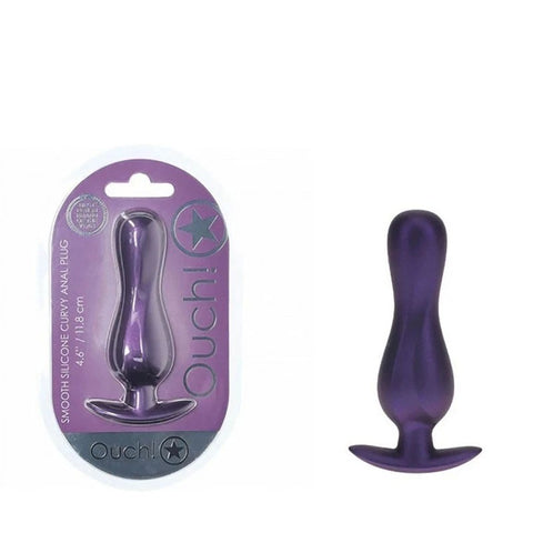 Shots OUCH! Curvy 11.7 cm Metallic Silicone Anal Plug - Butt Plugs